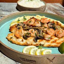 PEIXE A BELLE MEUNIERE COM CAMARÕES P/ 1