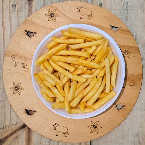 Fritas com cheddar e bacon