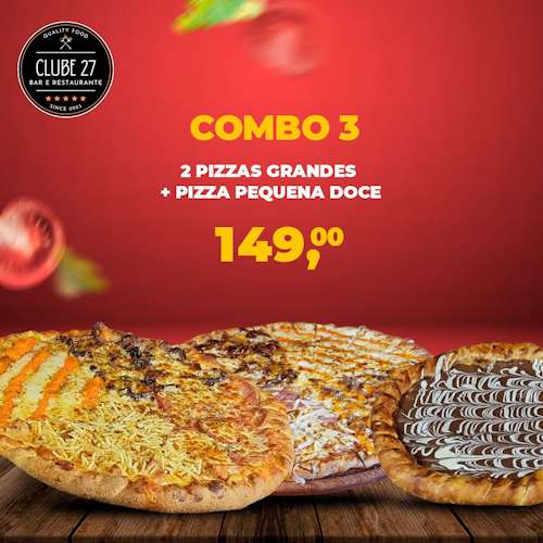 2 Pizzas Grandes + Pizza Pequena